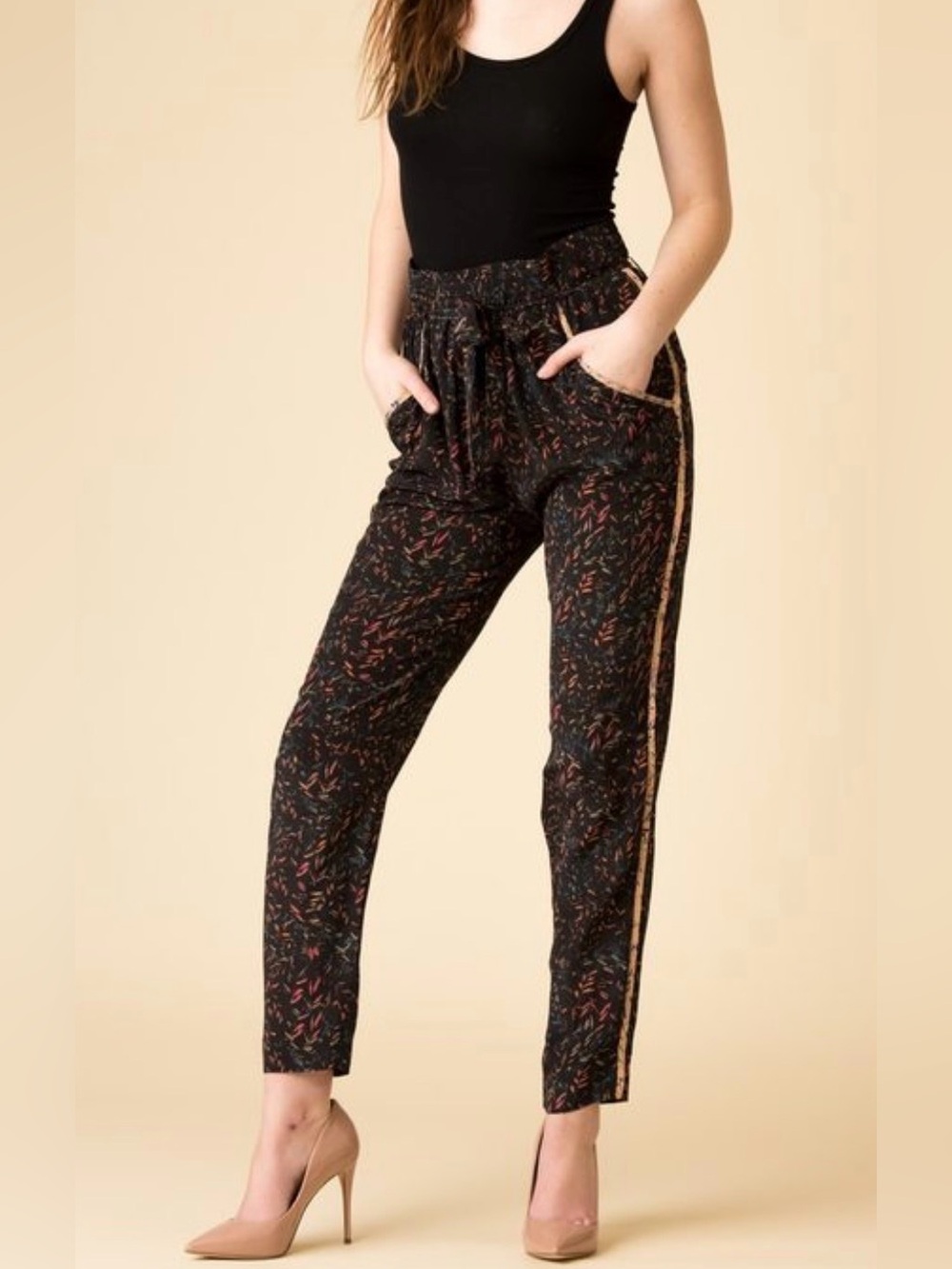 IRO Joey silk pull on pants multicolor size 36 US 4